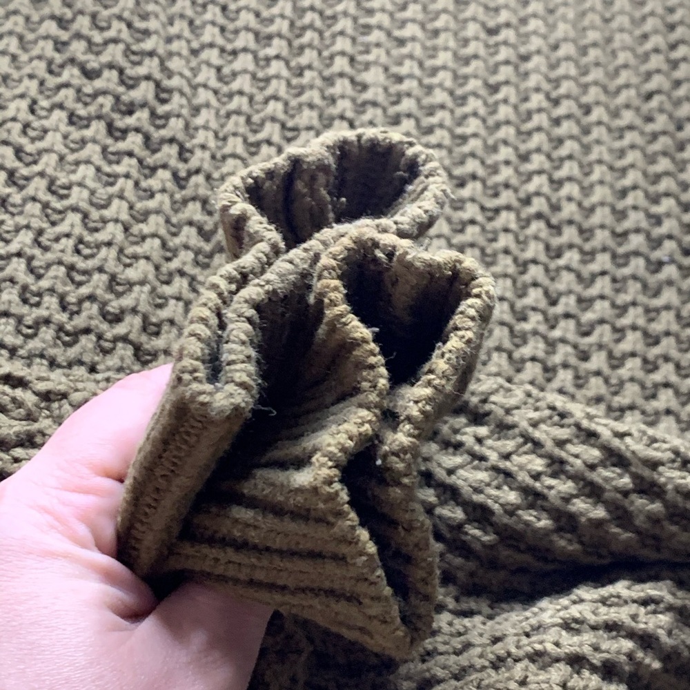 Michael Kors thick Cozy Chunky Knit Sweater Neck warmer green small pullover - Picture 6 of 10